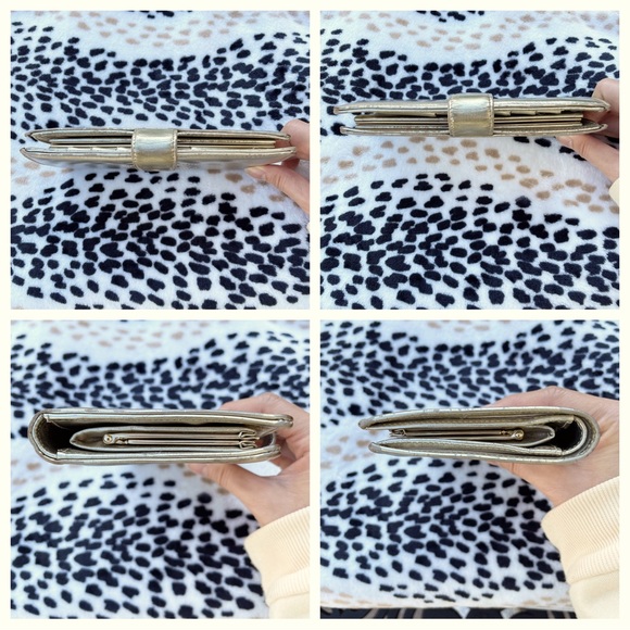 Authentic * CHANEL * CC Logo Leather Bifold Wallet in Light Gold Metallic - Picture 10 of 14